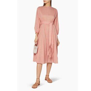Rhode Resort Devi Blush Midi Dress Kimono Sleeves Solid Cotton XS New 201593